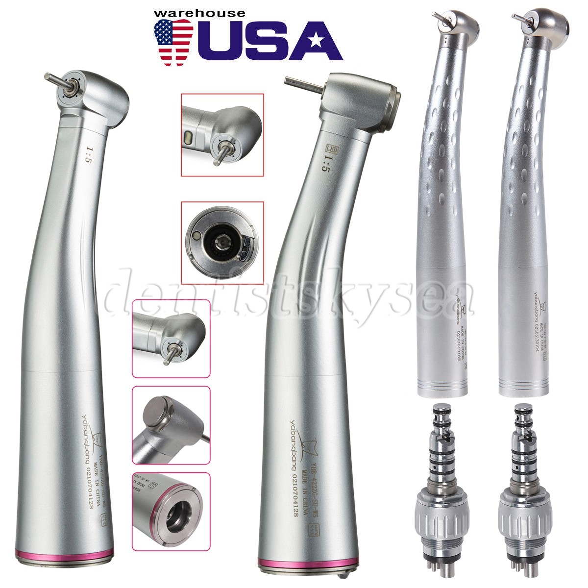 1:5 Increasing Contra Angle Fiber Optic Handpiece/High Speed 4H Coupler Dental