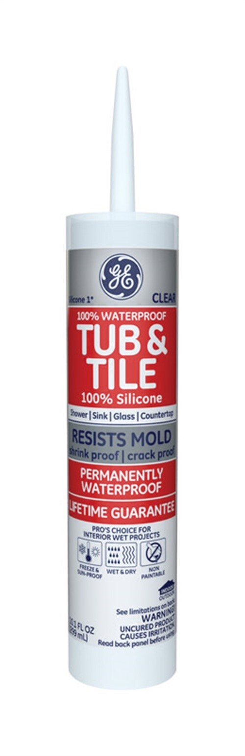 GE GE612 Clear Silicone I Waterproof Kitchen & Bath Caulk 10.1 oz. (Pack of 12)