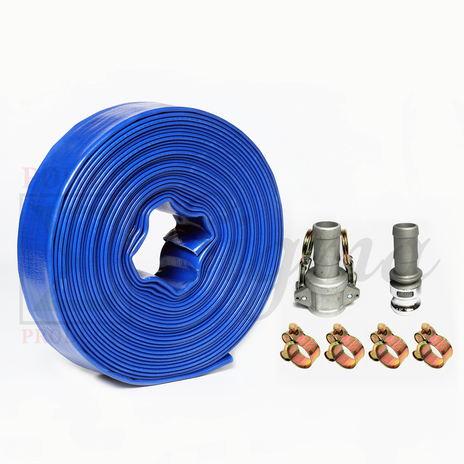 Sigma 1″ IN X 300′ Ft PVC Lay Flat Agricultural Pump Discharge Hose & Camlock