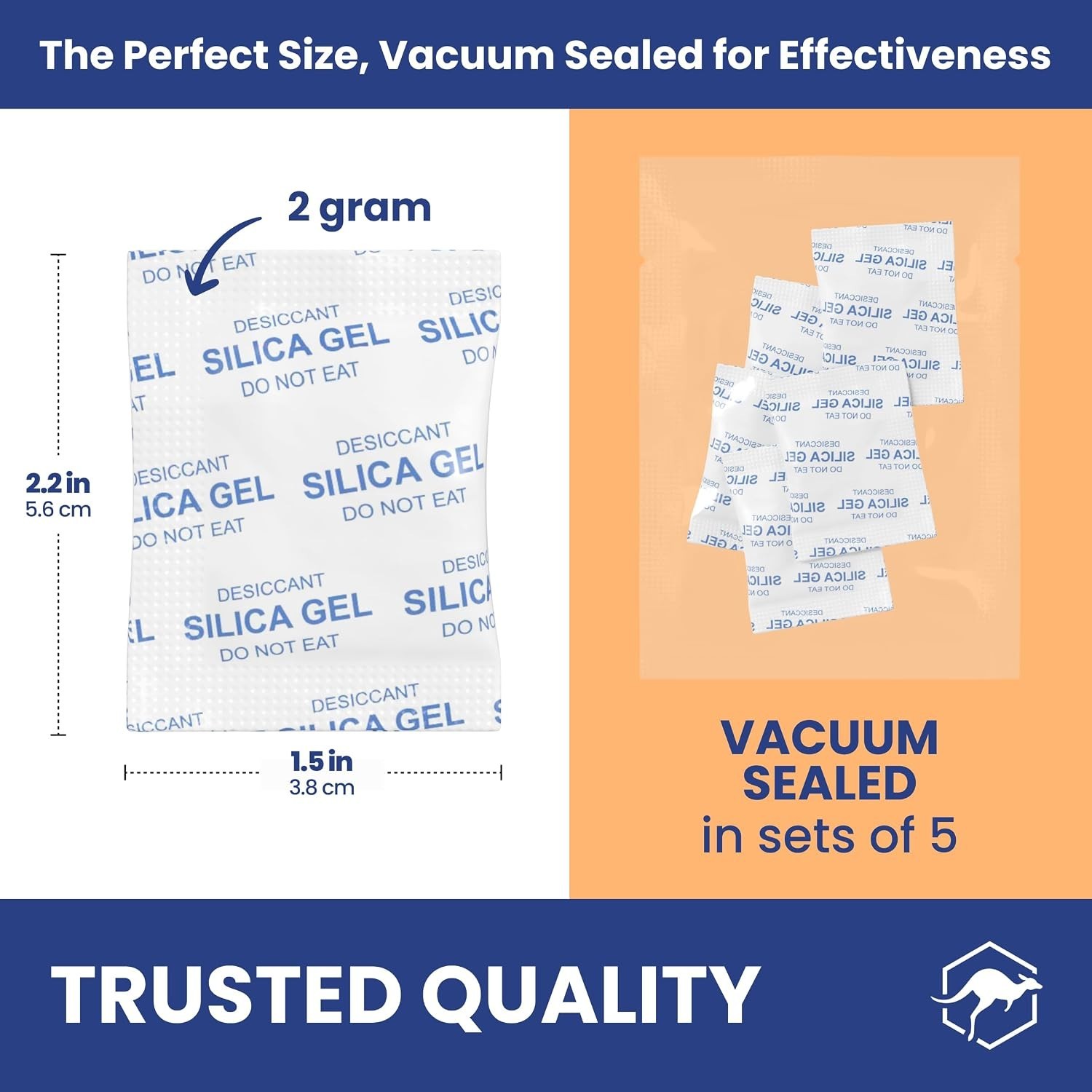 2g Food Safe Silica Gel Desiccant Packs Rechargeable Moisture Absorbers 250 Pack