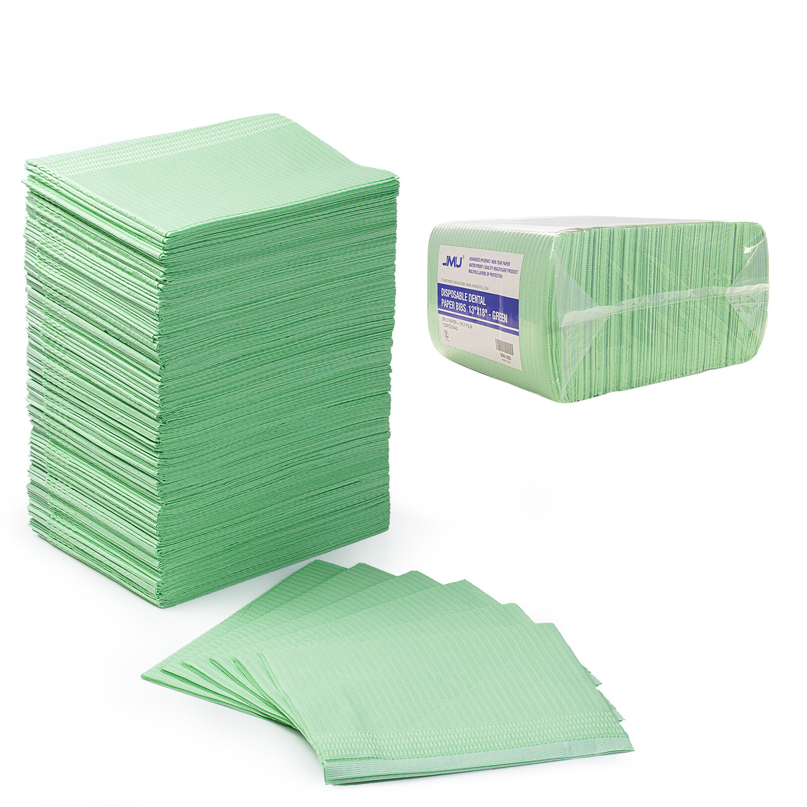 2000 Disposable Dental Bibs 3-Ply Waterproof Medical Tattoo Towel 13″x18″ GREEN