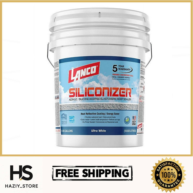 Siliconizer 5 Gal Acrylic Elastomeric White Reflective Roof Sealer Coating