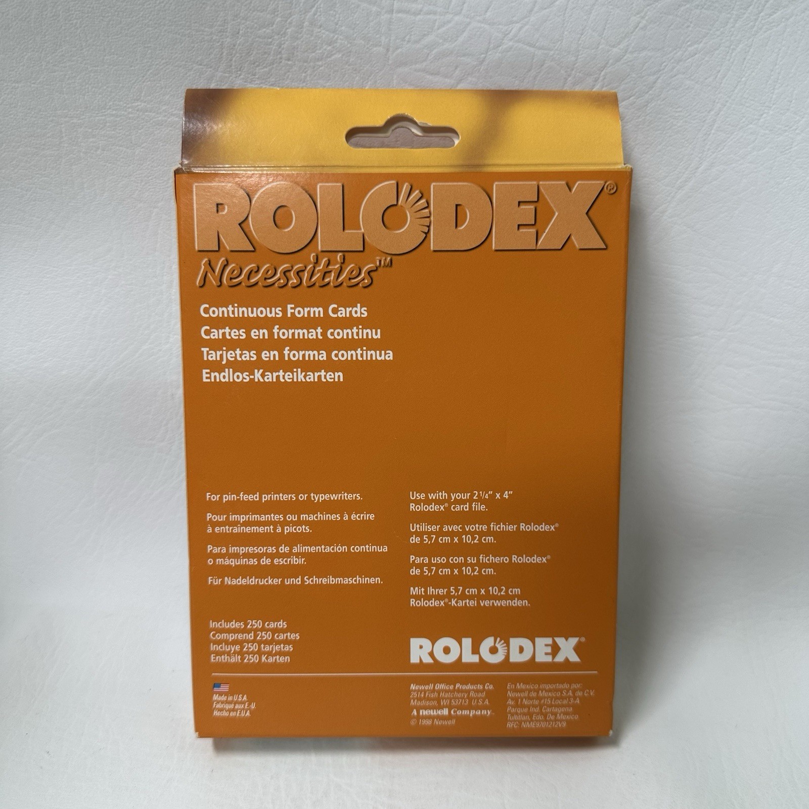 Vintage 1998 250 Rolodex White Continuous Form Cards 2 1/4” x 4” – Open Box