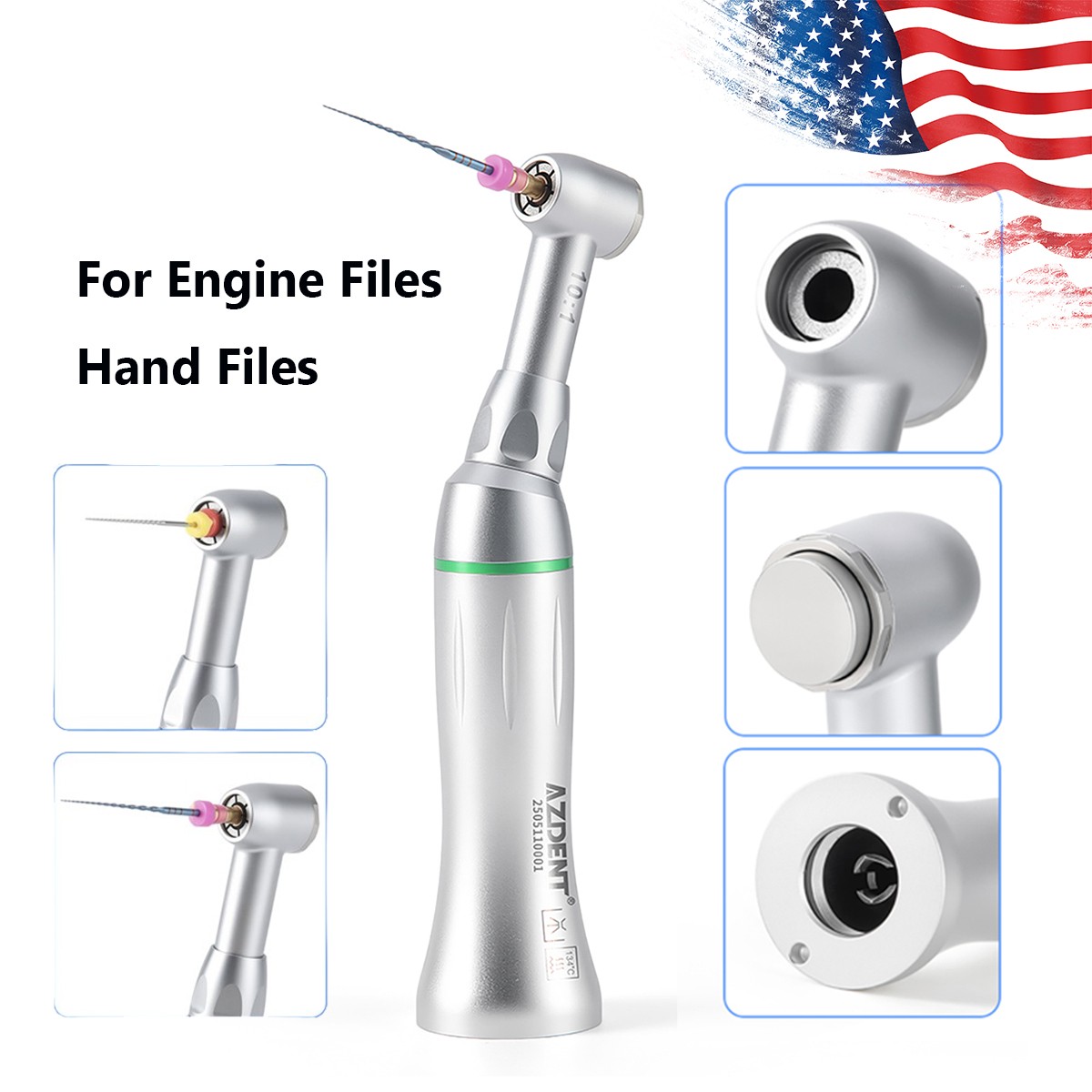 AZDENT Dental Endodontic 10:1 Reciprocating Contra Angle Handpiece E-Type