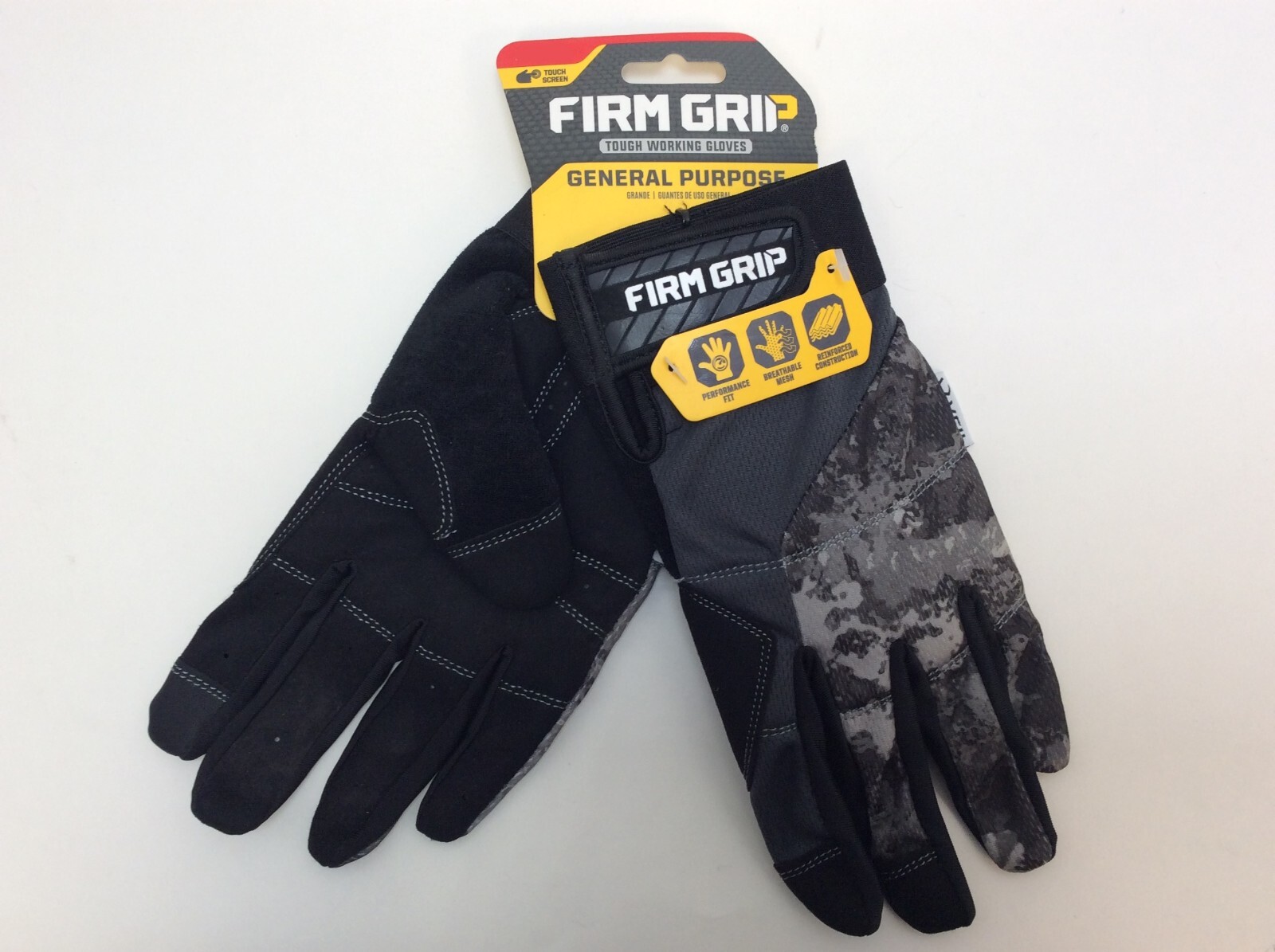 Firm Grip General Purpose Tough Working Gloves, Touch Screen, Camo Color Gloves