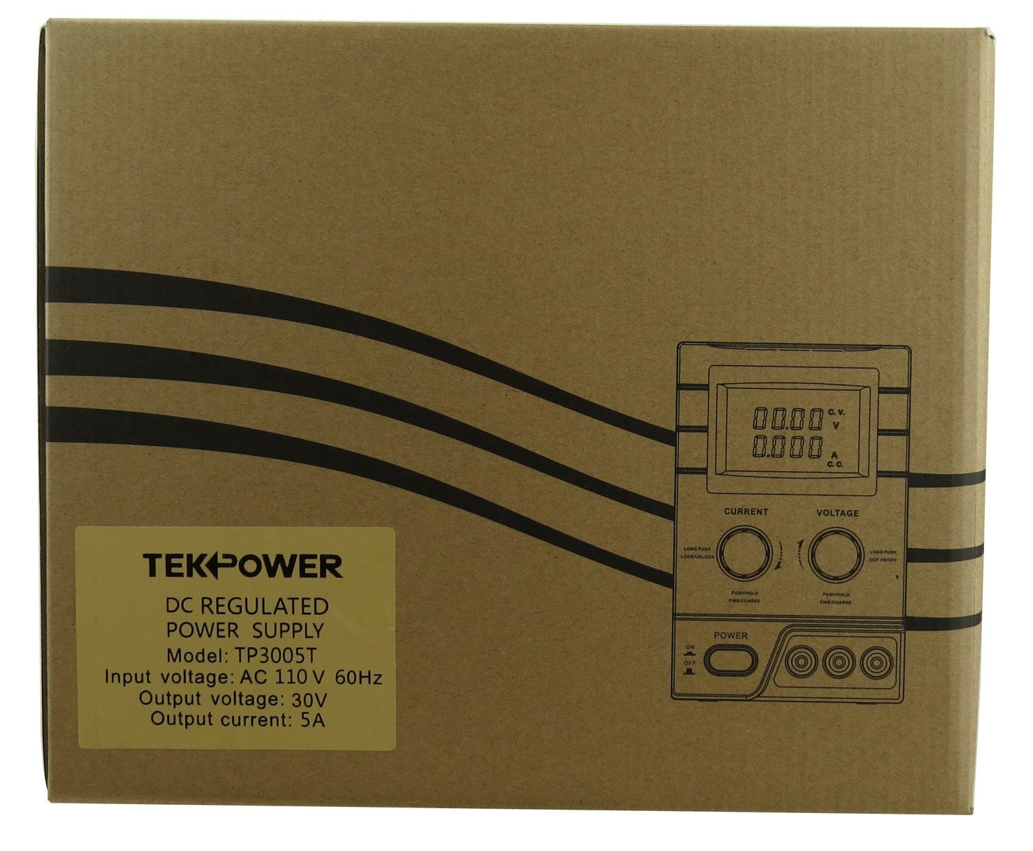 TP3005T Variable Linear DC Power Supply 0-30V @ 0-5A W/ Alligator Test Leads