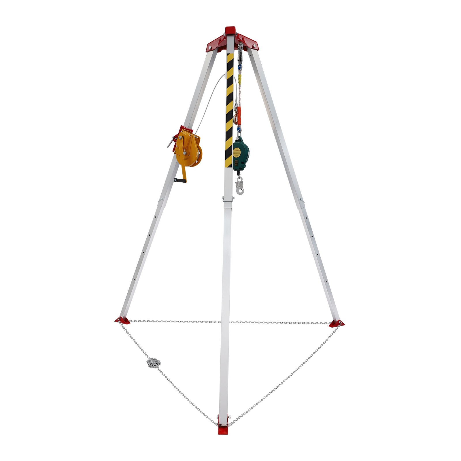 Confined Space Tripod Kit 1800lb Winch w/5.2ft-8ft Adjustable Legs Rescue Tripod