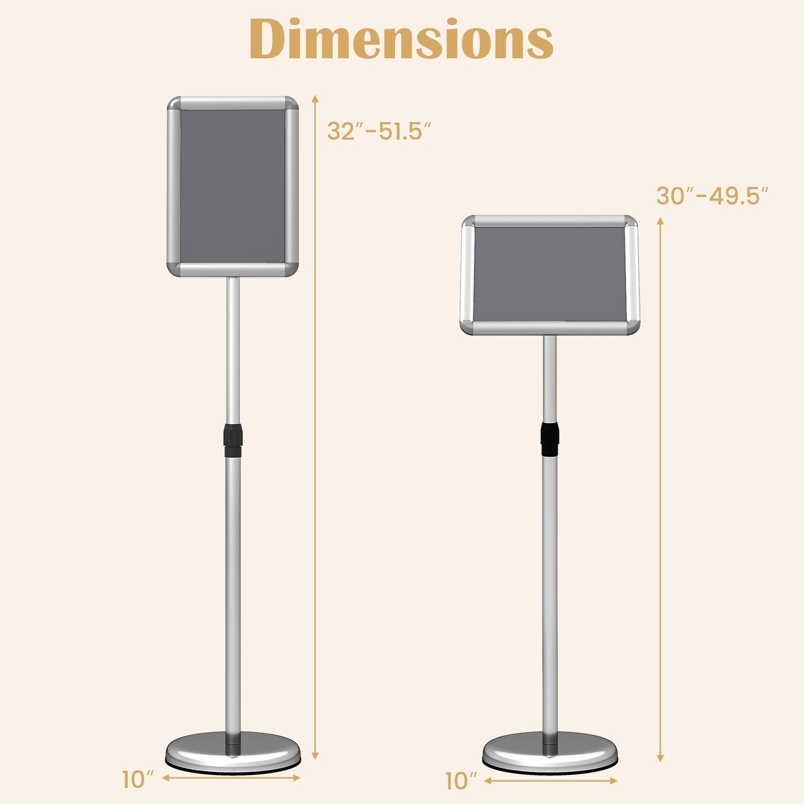 2PCS Sign Holder Stand 8.5 x 11 Inch w/Snap-Open Frame & 360° Rotation for Malls