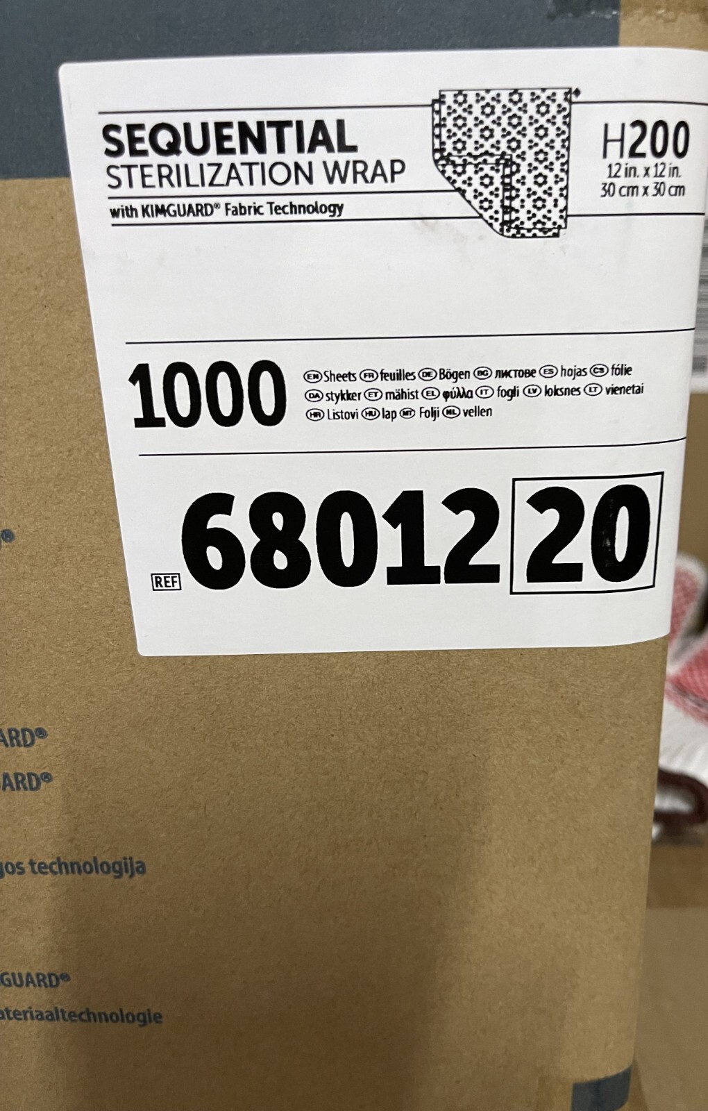 Halyard H200 Sequential Sterilization Wrap 12 x 12 Case of 1000 Sheets, # 68012