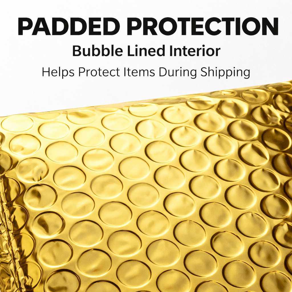 Metallic Gold Poly Bubble Mailers Padded Shipping Envelopes Self Seal All Sizes