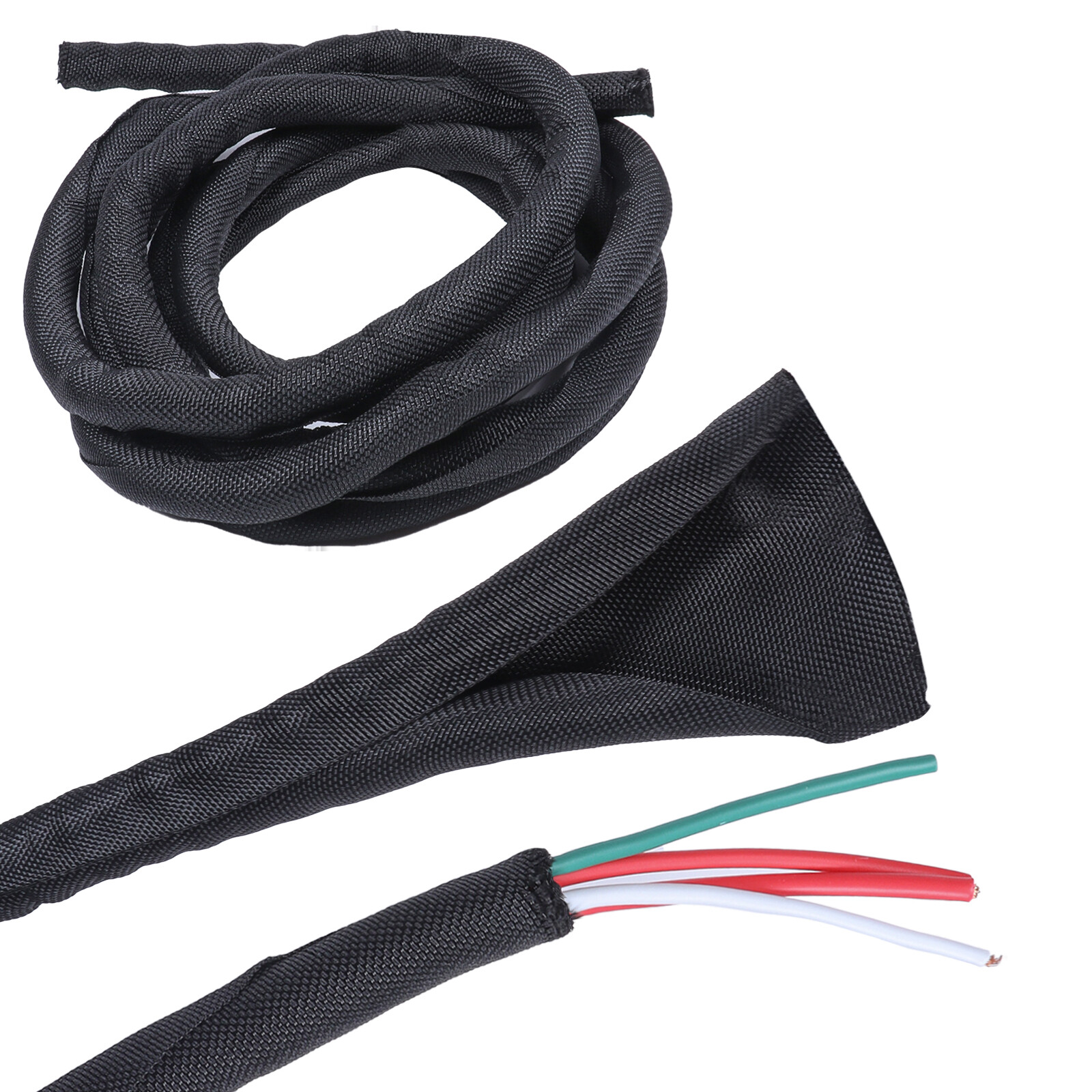 Braided Split-Sleeve Wire Loom for High-Temp Automotive Harness Wrap Lot