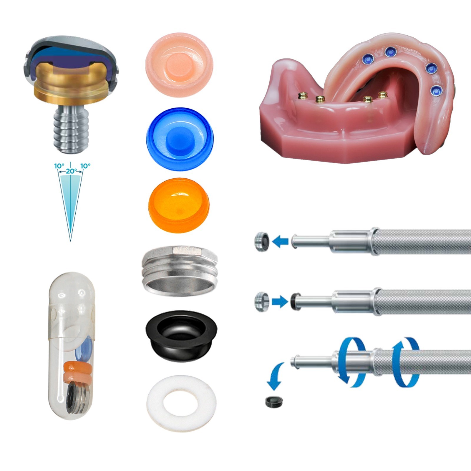Locator Abutment 1–5mm for Zimmer TSV 3.5/4.5 Compatible MIS Adin Male Caps Tool