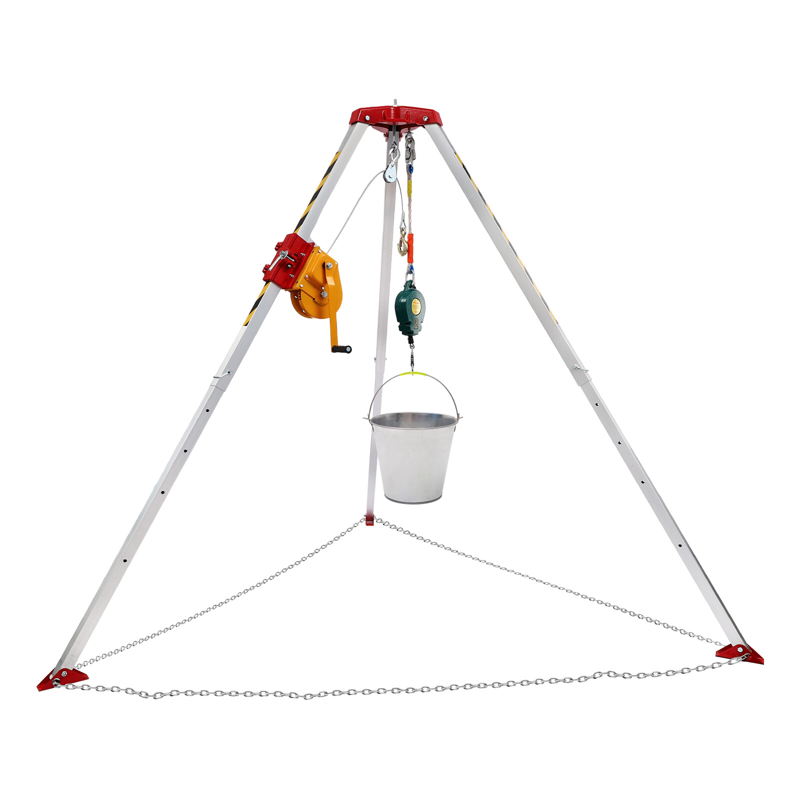 Confined Space Tripod Kit 1800lb Winch w/5.2ft-8ft Adjustable Legs Rescue Tripod