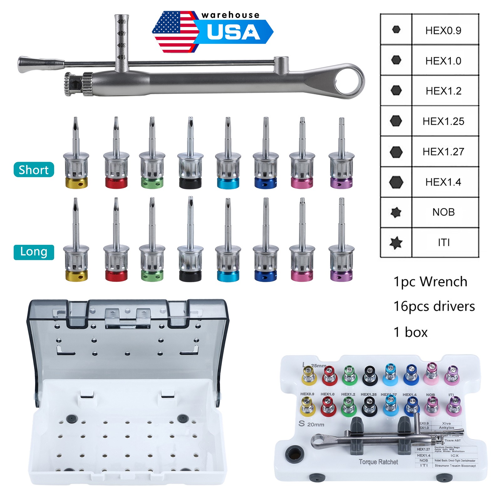 Instrumento kit implante dental controlador de restauración protésica universal