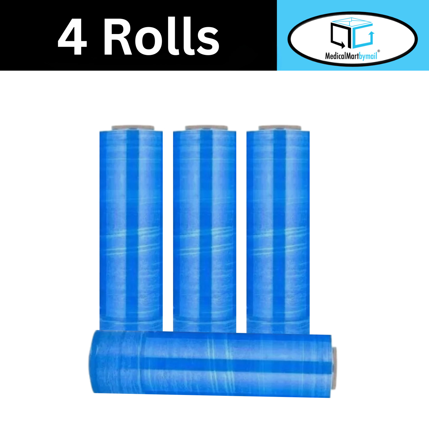 Cast Narrow Banding Stretch Wrap 15″ x 1500′ 63 Gauge Dark Blue Film 4 Rolls