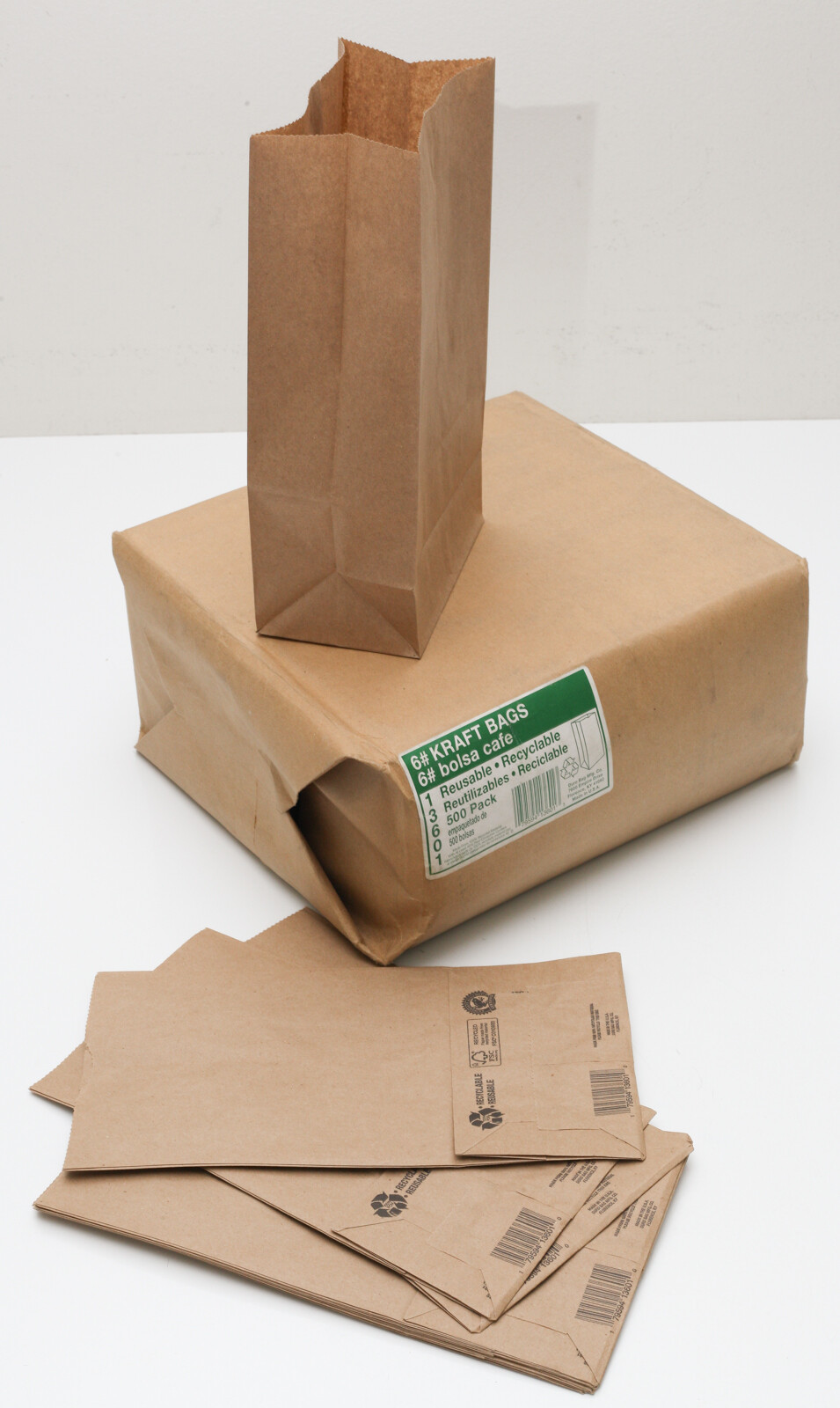 6# KRAFT BAGS 13601 Reusable Recyclable 500 Count Made of 100% Recycled Material