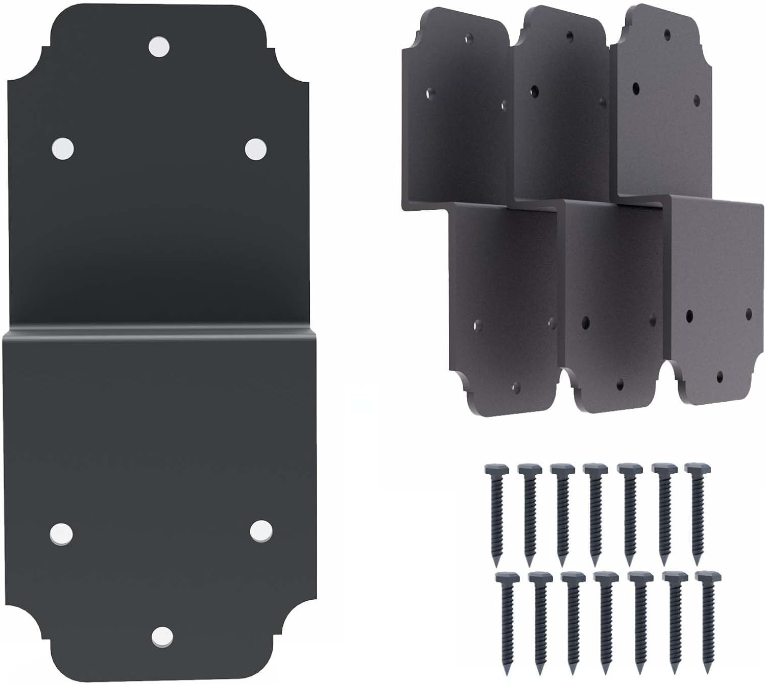 4Packs Heavy Duty Pergola Bracket Black, 6″ Steel Angle Joist Tie Z Fix Bracket