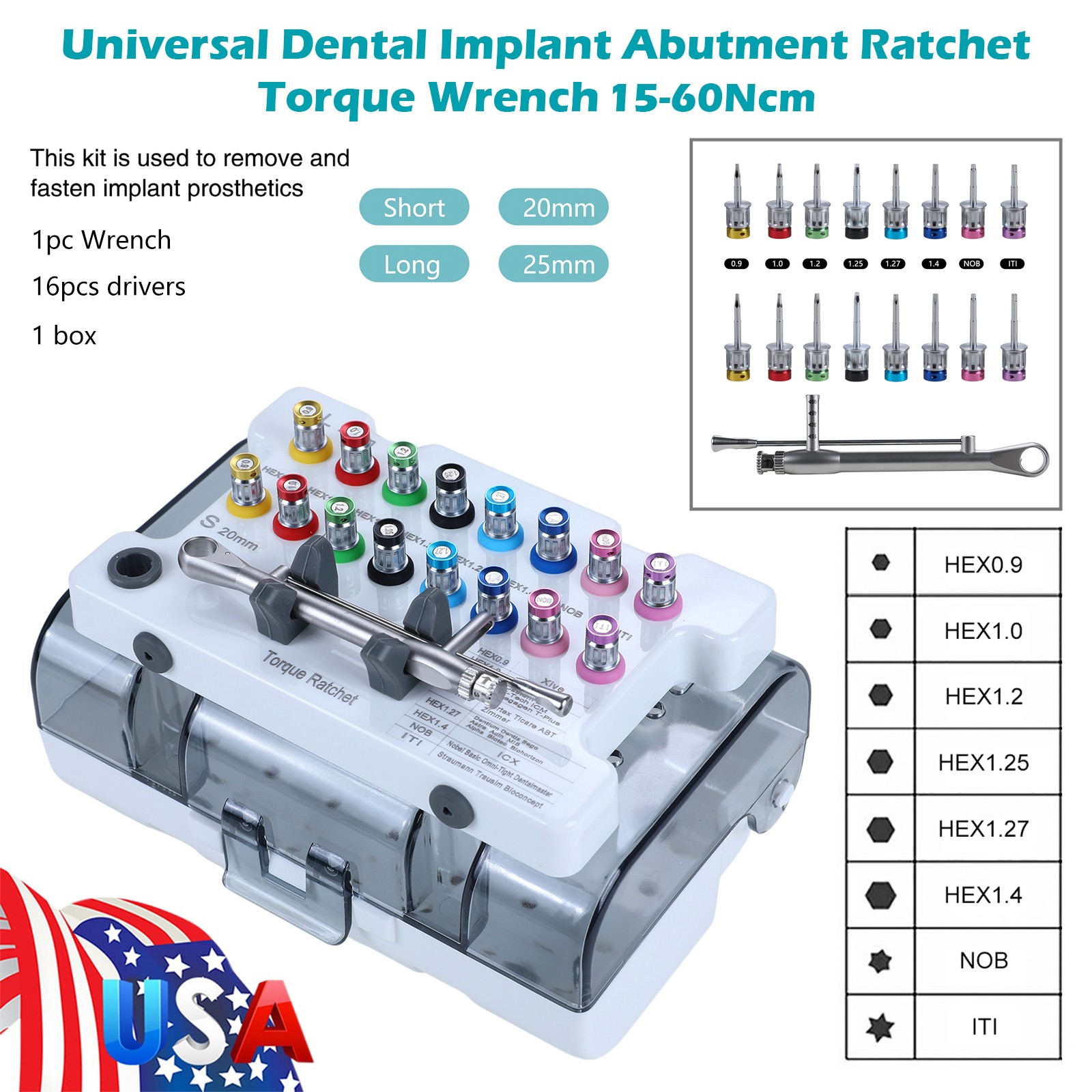 Instrumento kit implante dental controlador de restauración protésica universal