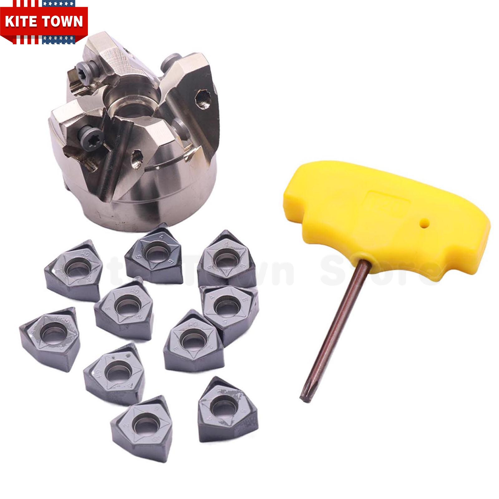 1.97″/50mm 90 Degree MFWN90 50-22-4T Face Mill Shell Cutter Set +10* WNMU080608
