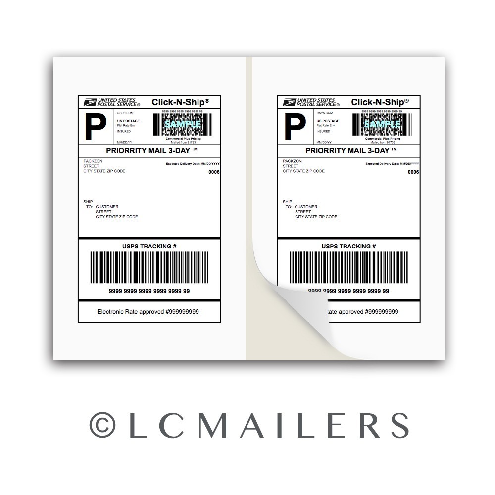 200 Shipping Labels 8.5×5.5 Square Corner Self Adhesive 2 Per Sheet PACKZON®