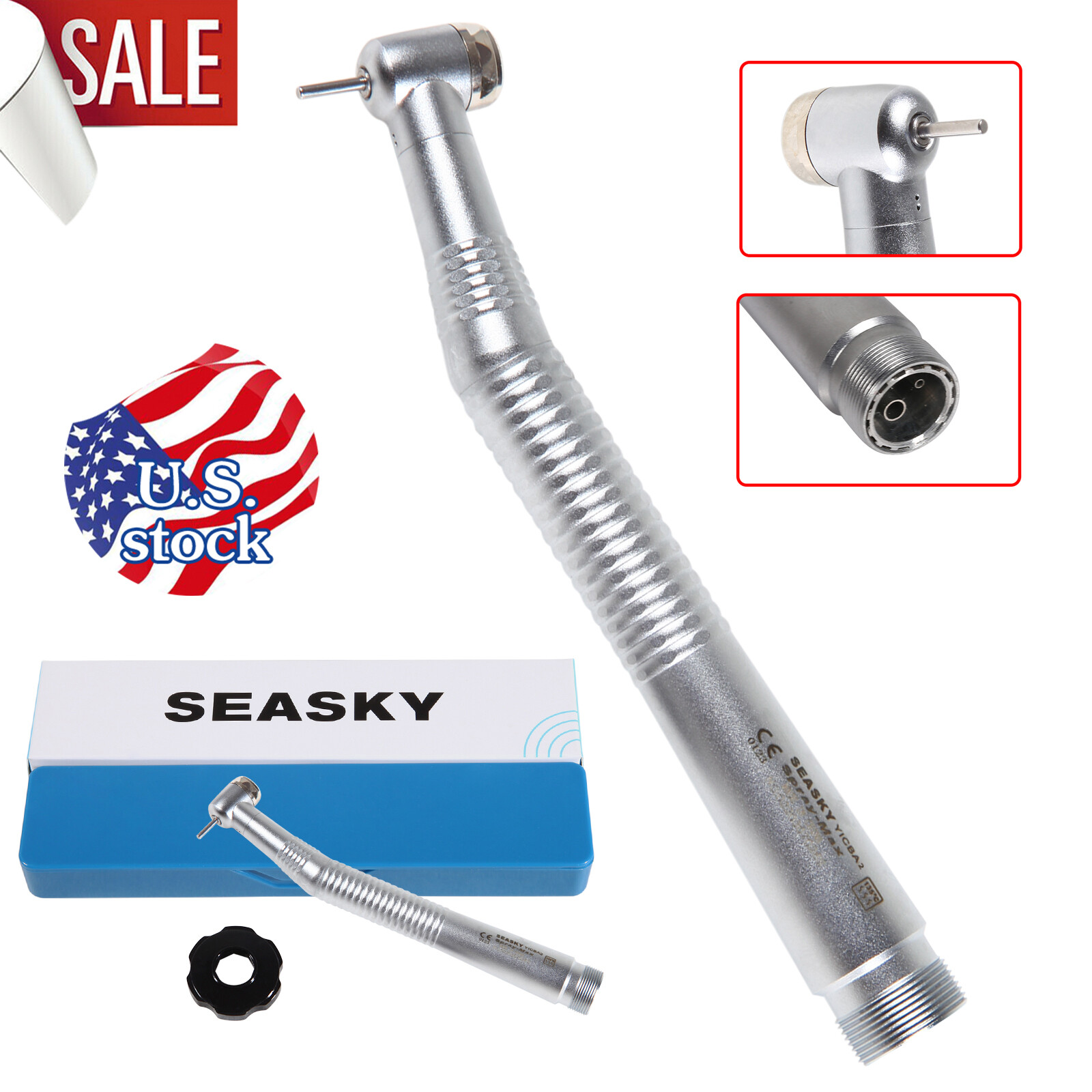 USA Dental High Speed Turbine Handpiece Push Button Spray 2-Hole SEASKY-Y1BA2