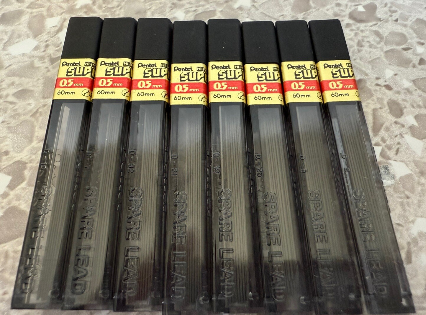 Lot of 20Tubes•Pentel•Super Hi-Polymer•Lead Refills•.5mm•C505H•Black