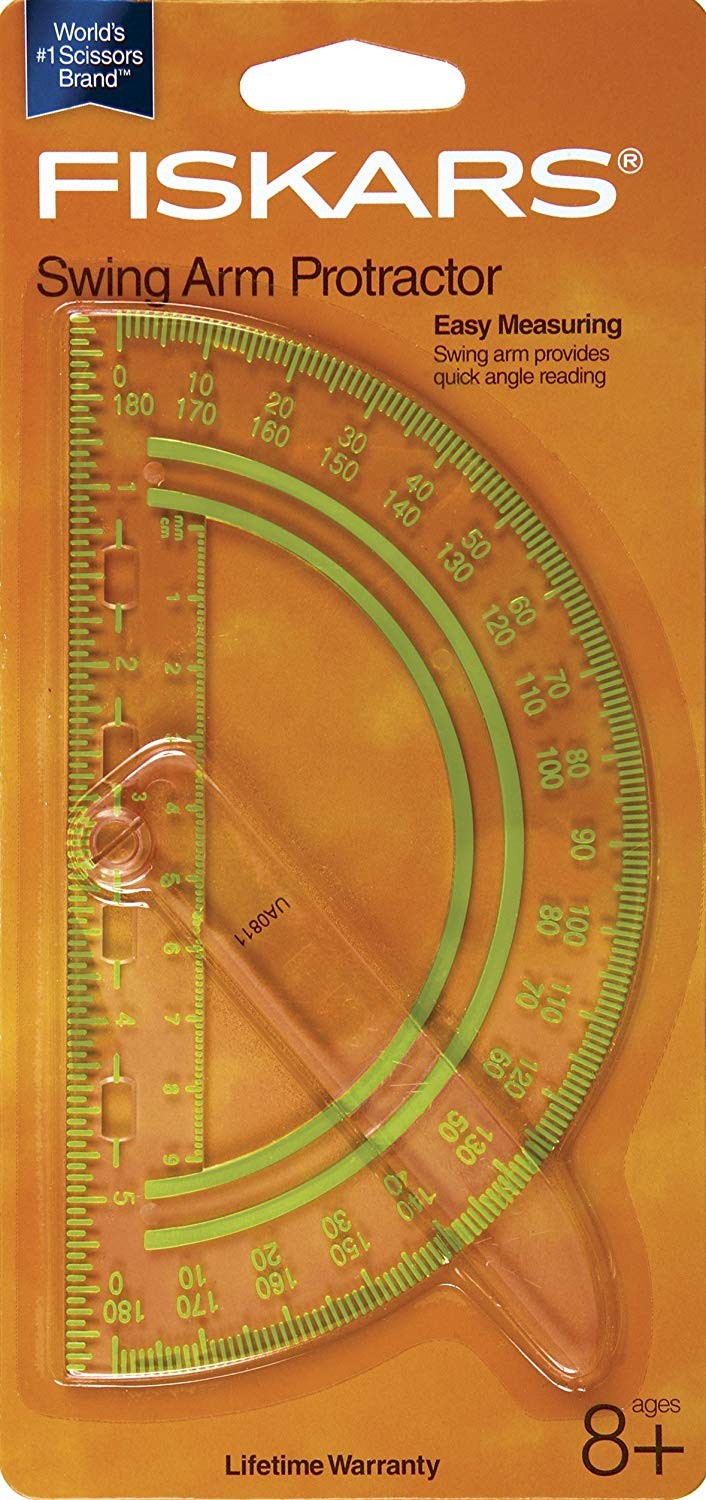 Fiskars 12-95400J Swing Arm Protractor Plastic Clear 6″ Assorted Text Color 2PCS