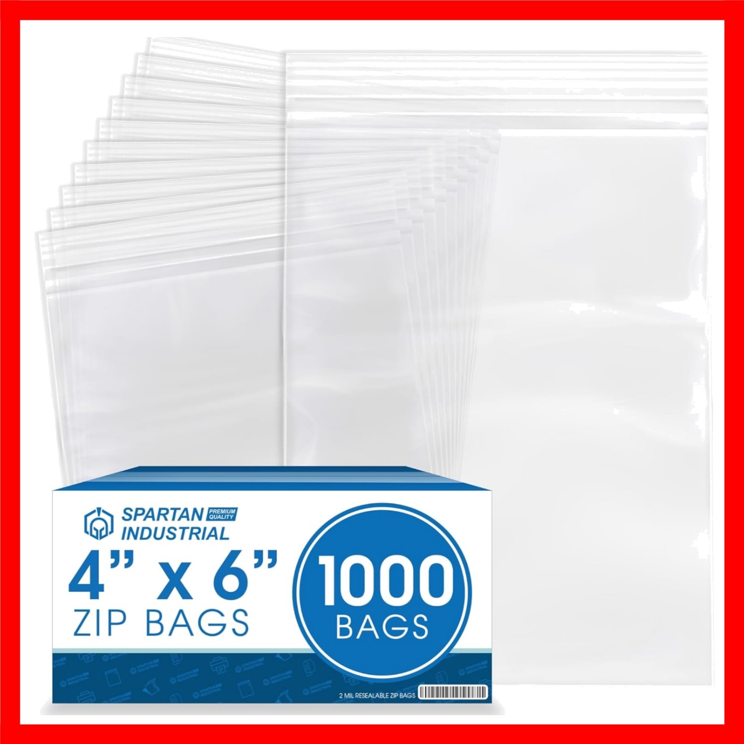 4” X 6” 1000 Count 2 Mil Clear Reclosable Zip Plastic Poly Bags with Resealab…