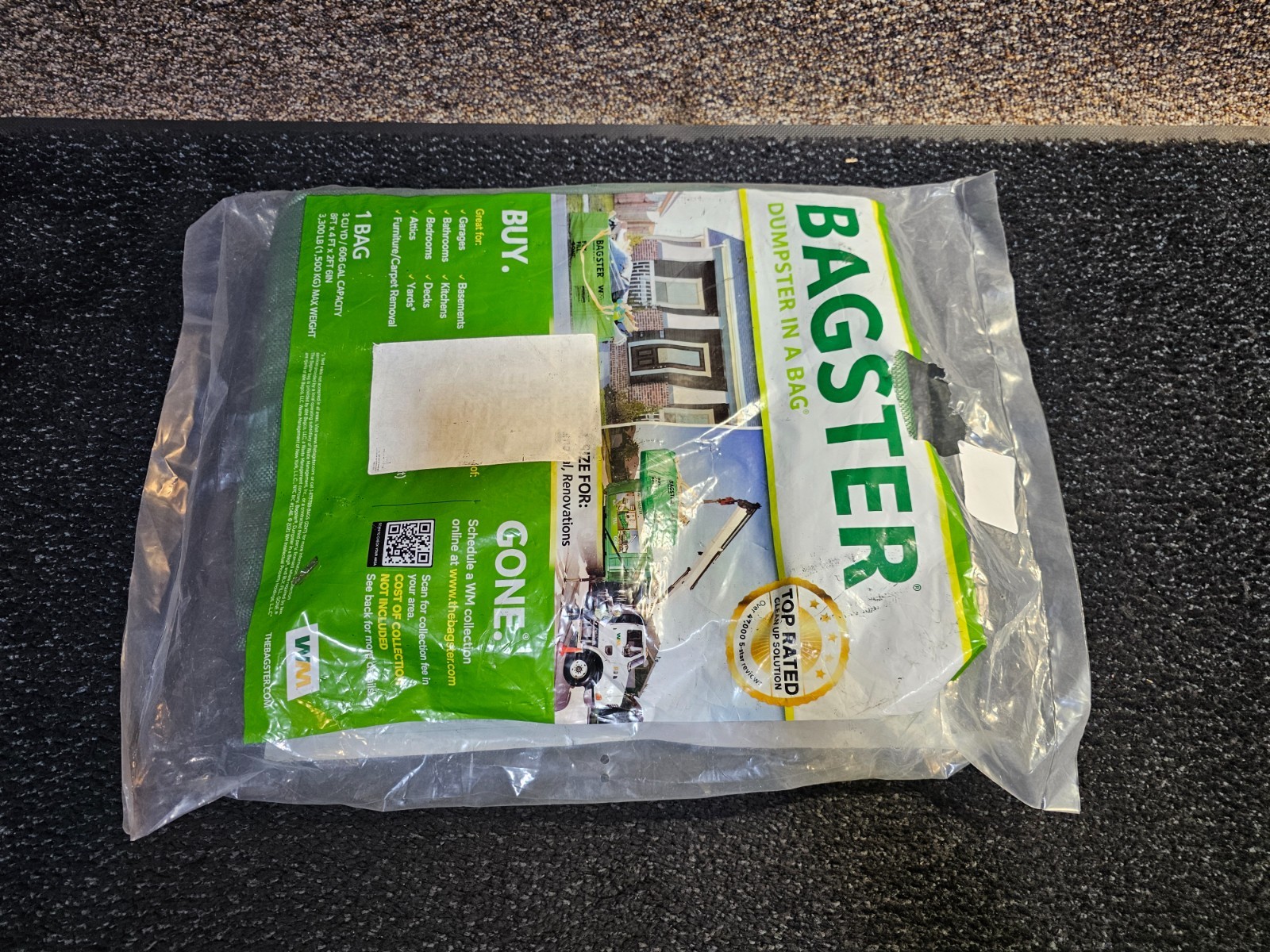 Waste Management 3CUYD Bagster Dumpster In A Bag 8x4x2.5ft 3300lb Weight