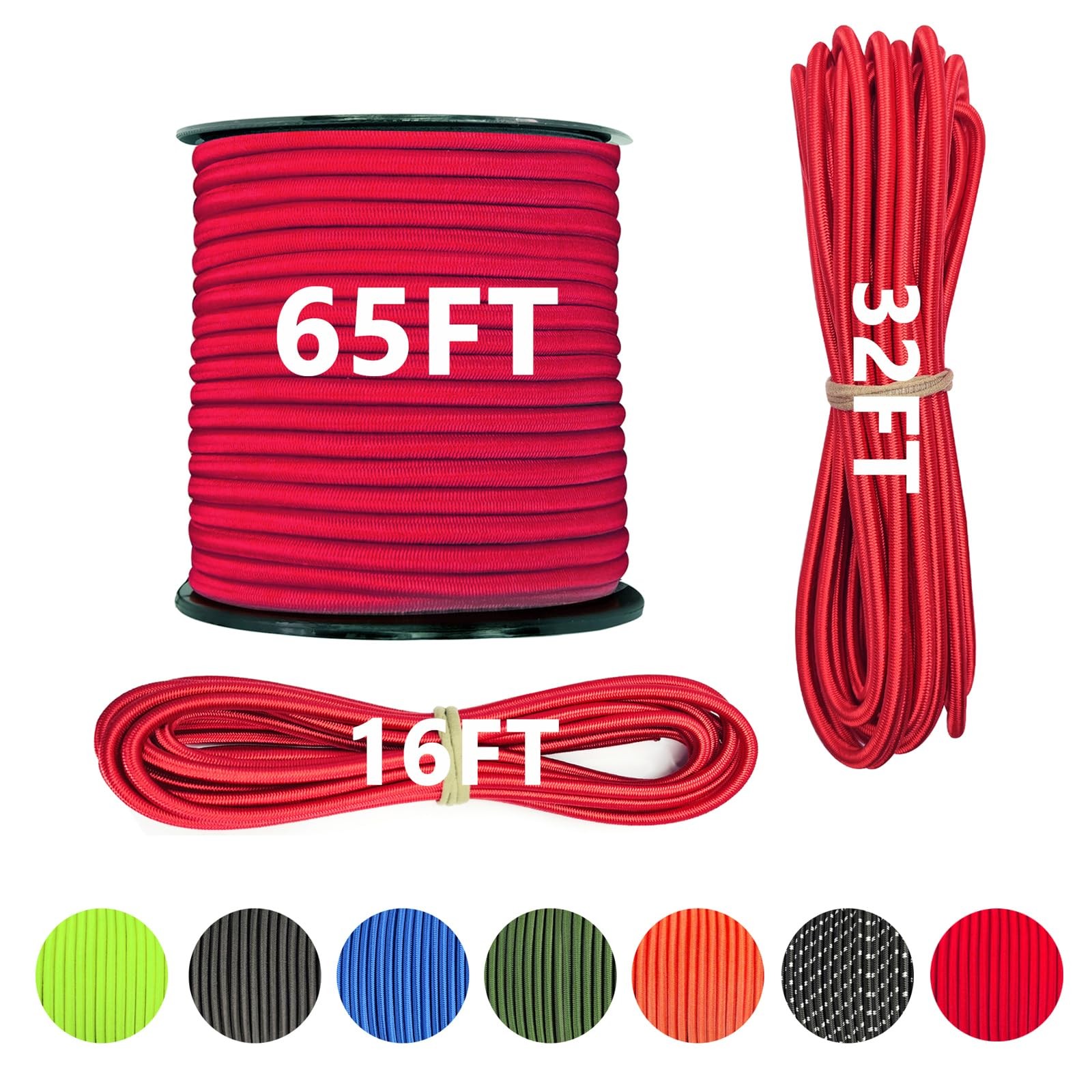 LUYADIN 1/4″ x 32′ Marine Grade Bungee Cord Elastic Shock Cord, Kayak Stretch…