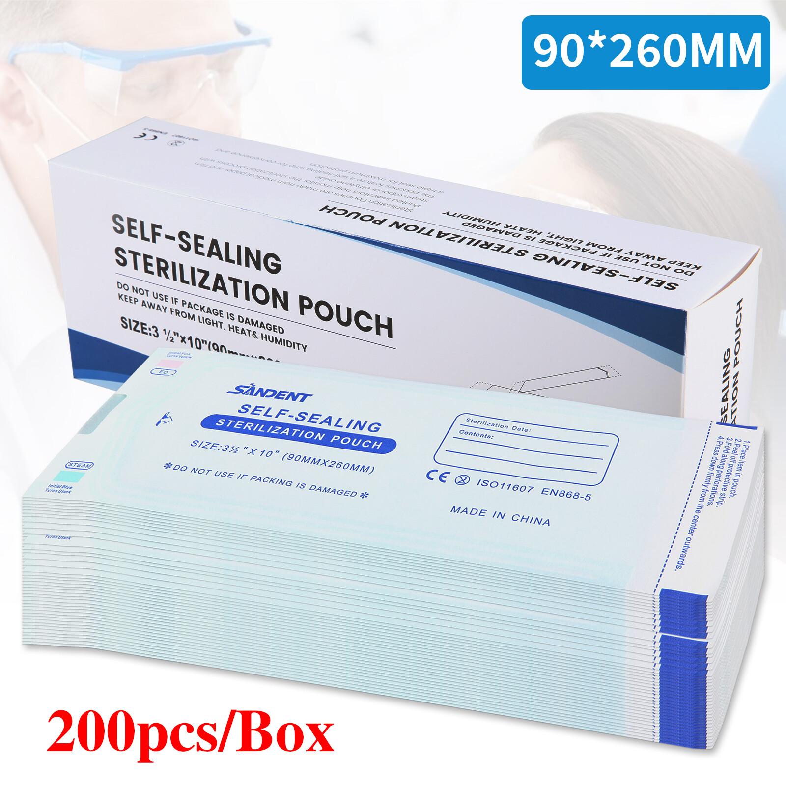 up to 7000 Sterilization Pouches 3.5 ” x 10 ” Dental Self Seal Pouch Bag