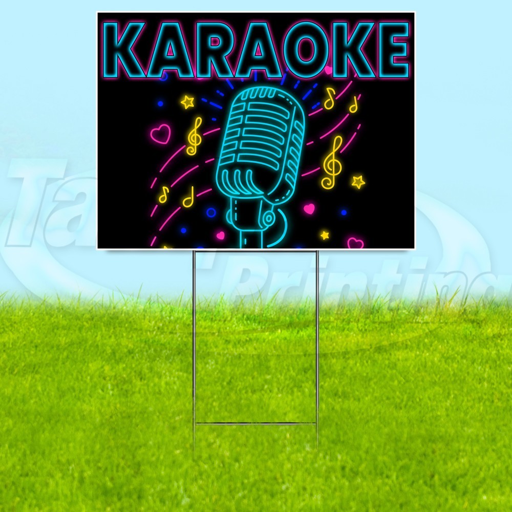 KARAOKE 18×24 Yard Sign Singing Fun Plastic Corrugated WITH STAKE USA YS07756