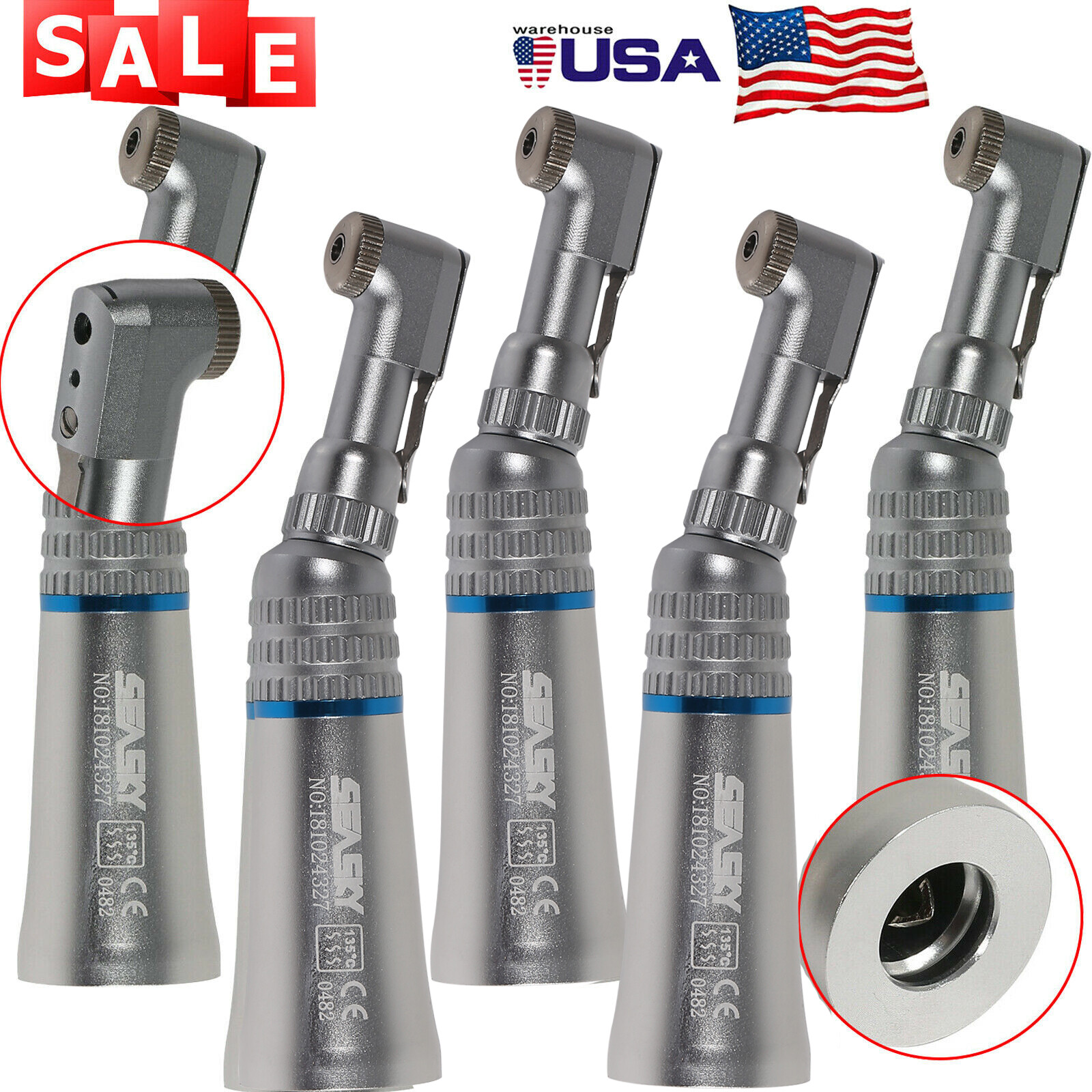 5Pcs NSK Style Dental low Slow Speed Contra Angle Handpiece Latch E-Type Seasky