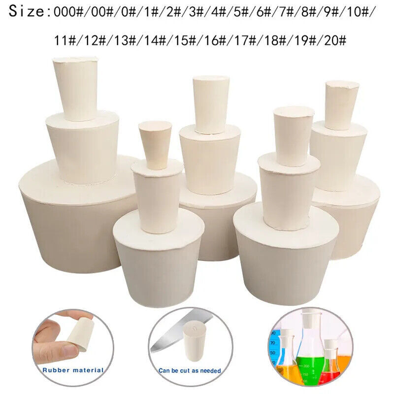 Various Sizes Rubber Stopper Laboratory Sealing Hole Stopper Tapered Flask Tube