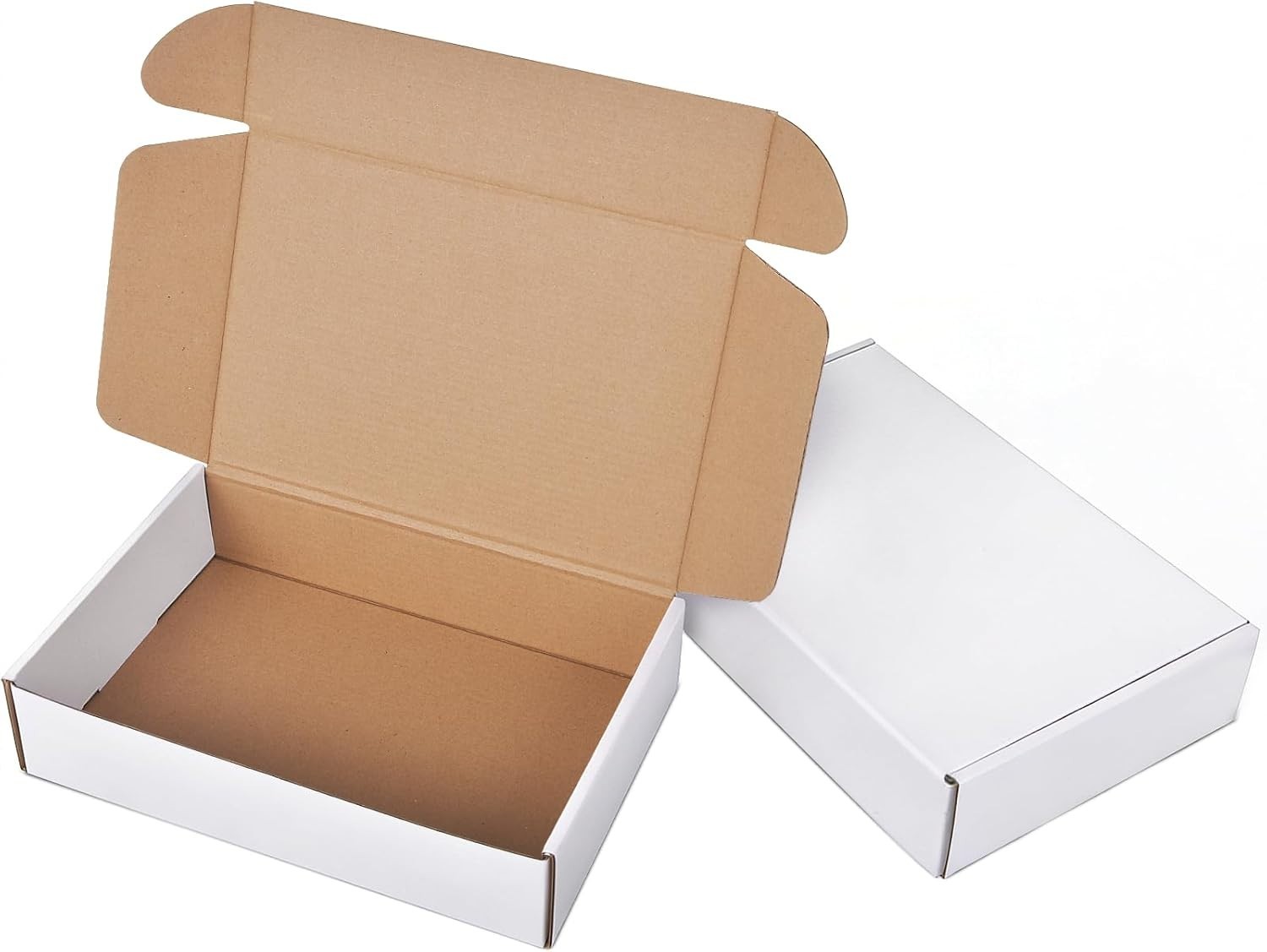 9x6x2 Inches Corrugated Shipping Boxes – 2 Pack White for Eco-Friendly Mailing