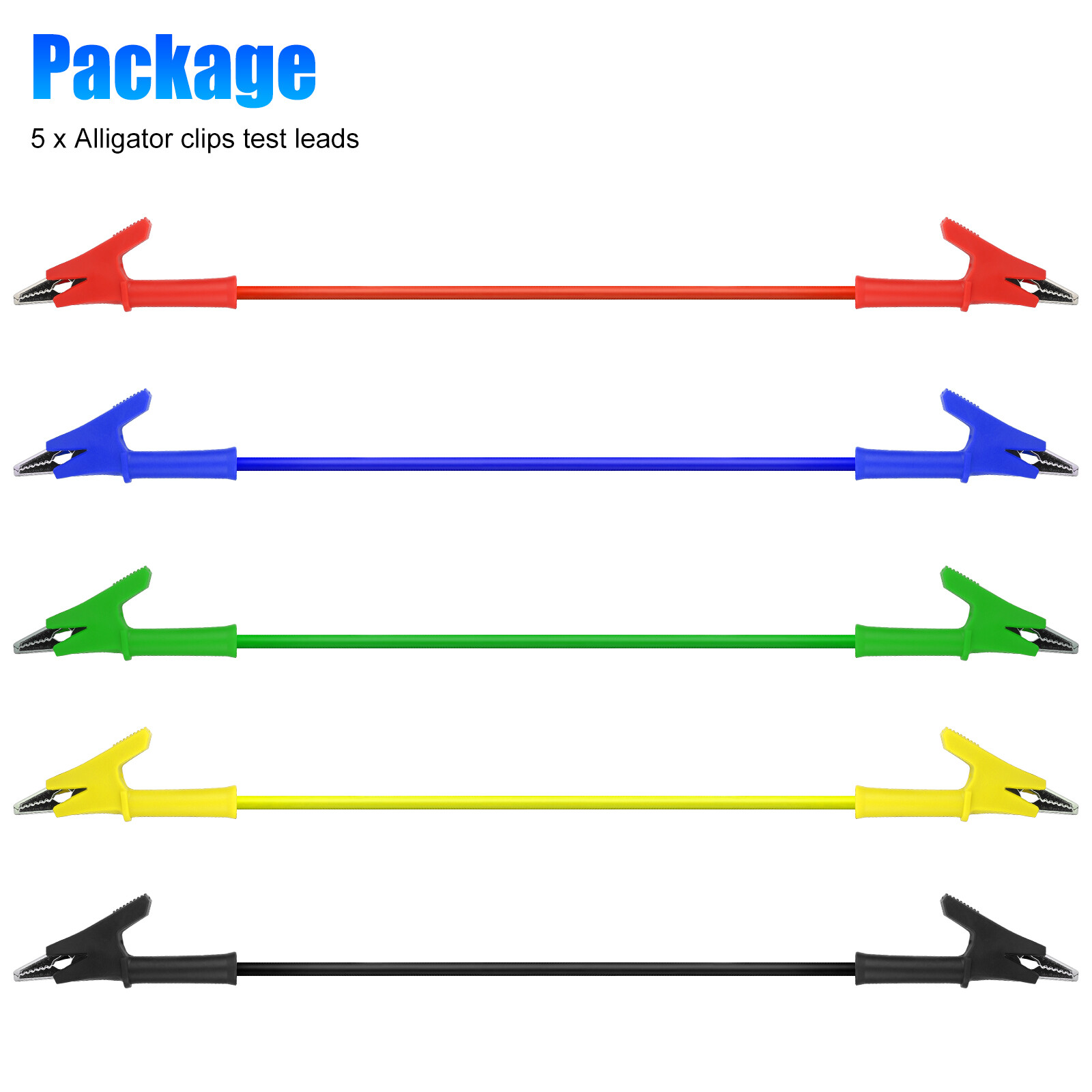5Pcs 30V 15A Alligator Clips Electrical Test Leads Set 3.3ft Jumper Wires Cables