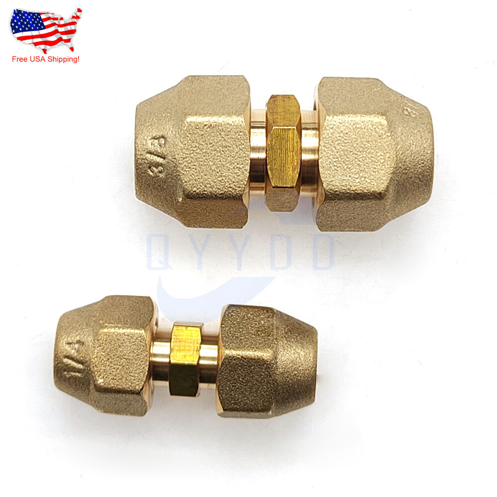 Copper Pipe Extension Joint Connectors w/ Flare Nuts & Connectors for 3/8 &1/4”