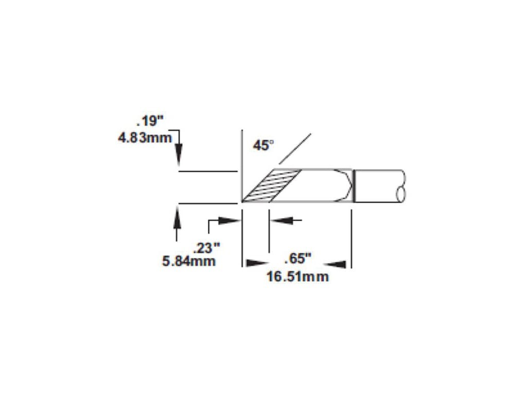 Metcal SMTC-1173 Cartridge, Knife, Wide Tin Length, 4.8mm (0.18 In)