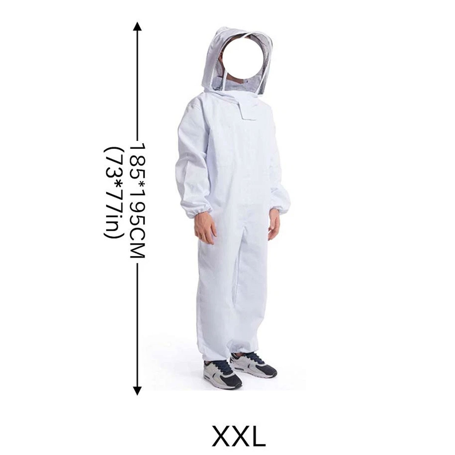 Bee Suit XXL with Veil Hood Full Body Protective Beekeeping Suits White