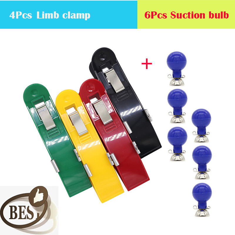 Optional 6Pc Adult Electrodes ECG EKG Chest Suction Cup Bulb and 4Pc Limb Clamp
