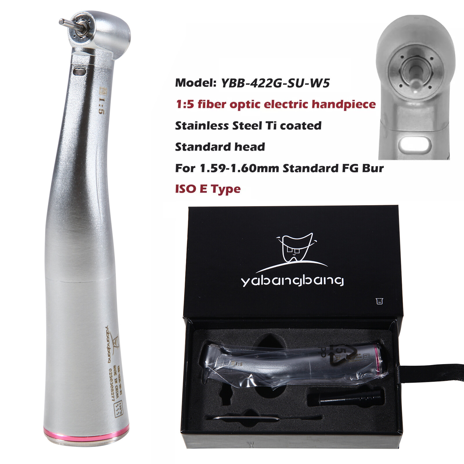 Dental 1:5 Fiber Optic Contra Angle Handpiece Red Ring for NSK Ti-MAX X95L Z15