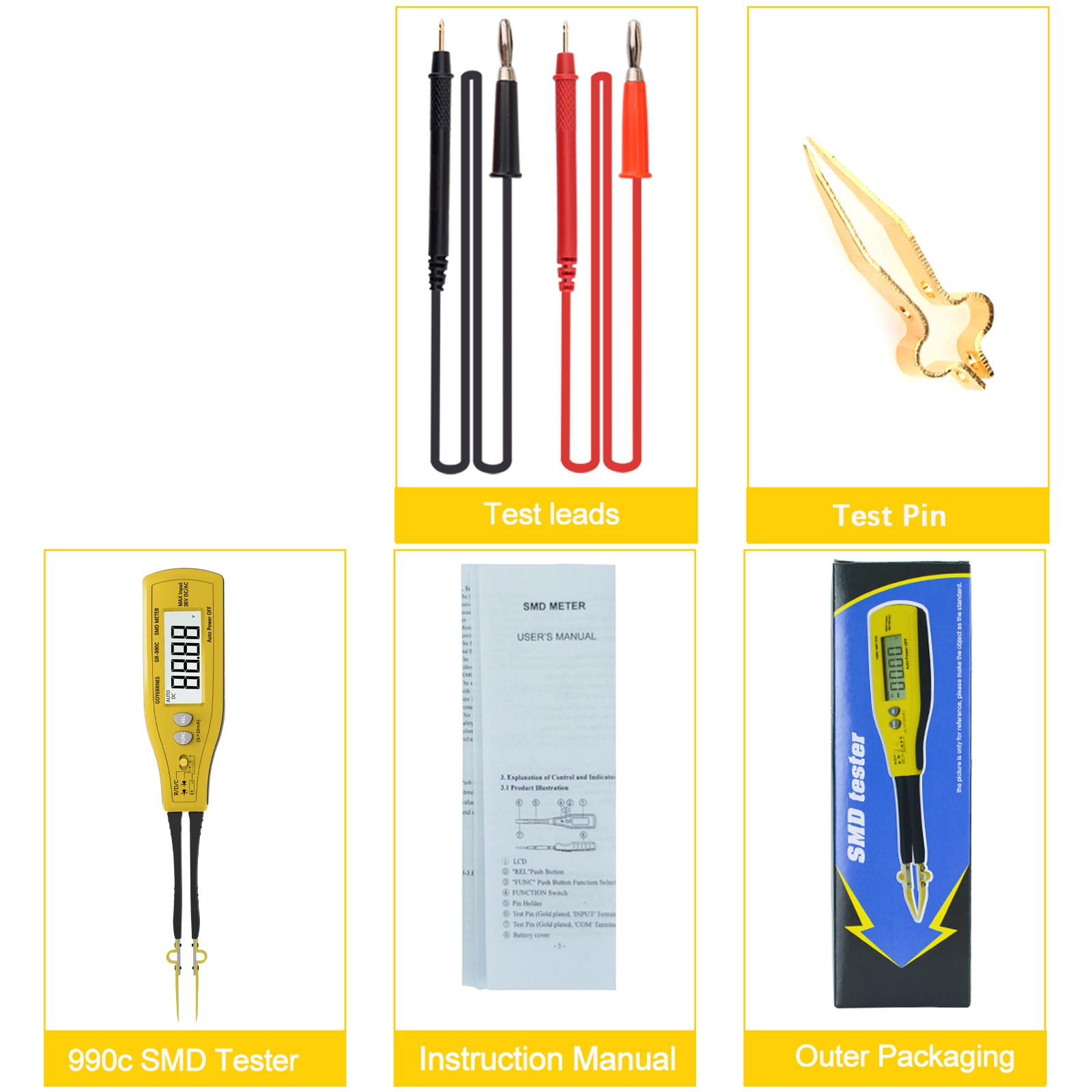 SMD Component Tester Meter – Resistance Capacitance Diode Zener LED Continuity