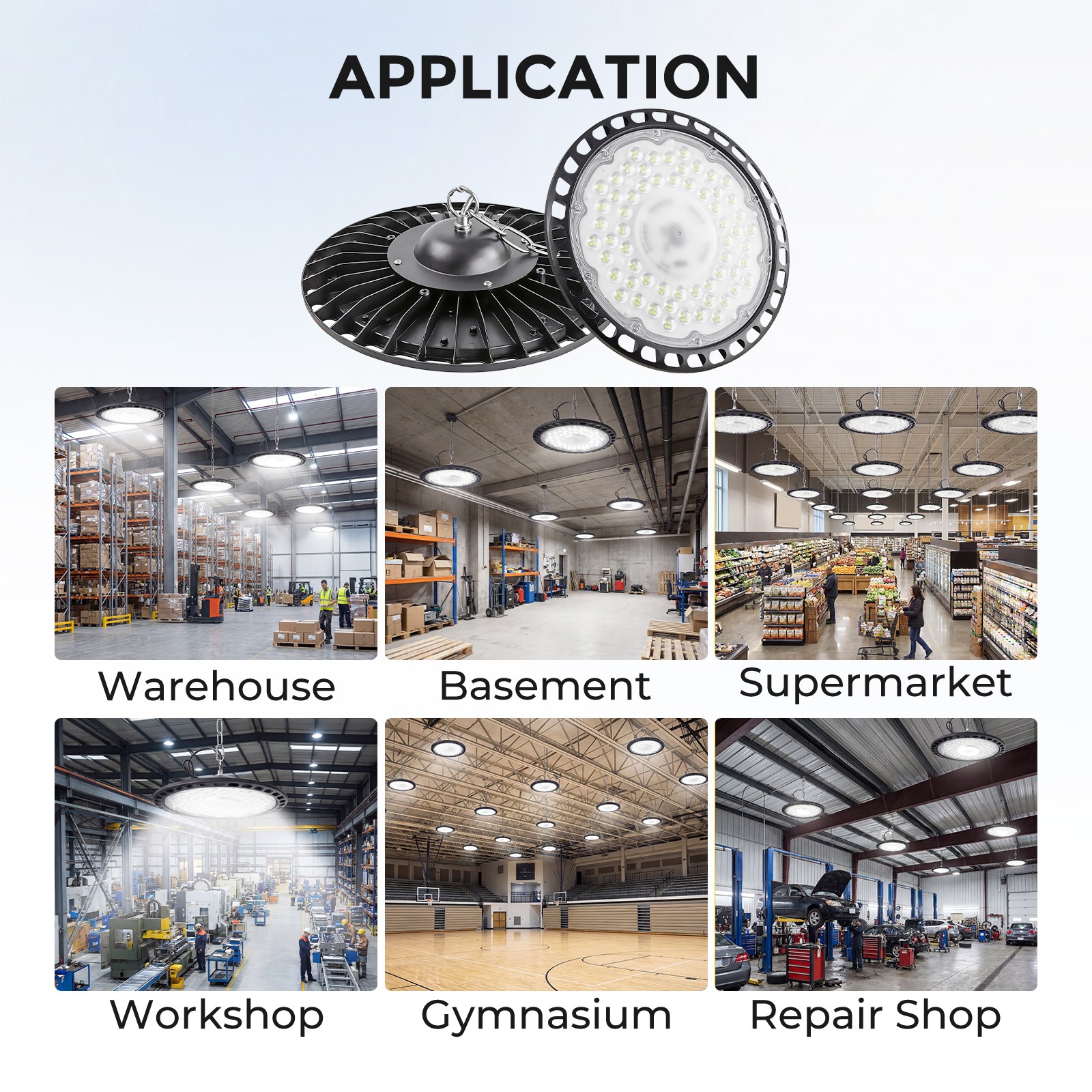 12Pcs 500W UFO Led High Bay Light Shop Industrial Commercial Warehouse Gym Light