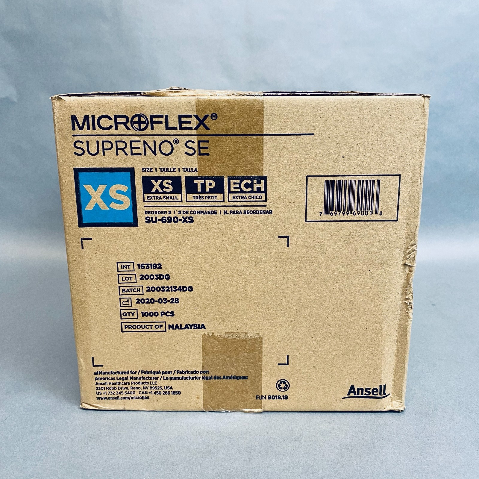 Ansell Microflex Nitrile Gloves XS Supreno SE Powder Free 10 Boxes of 100