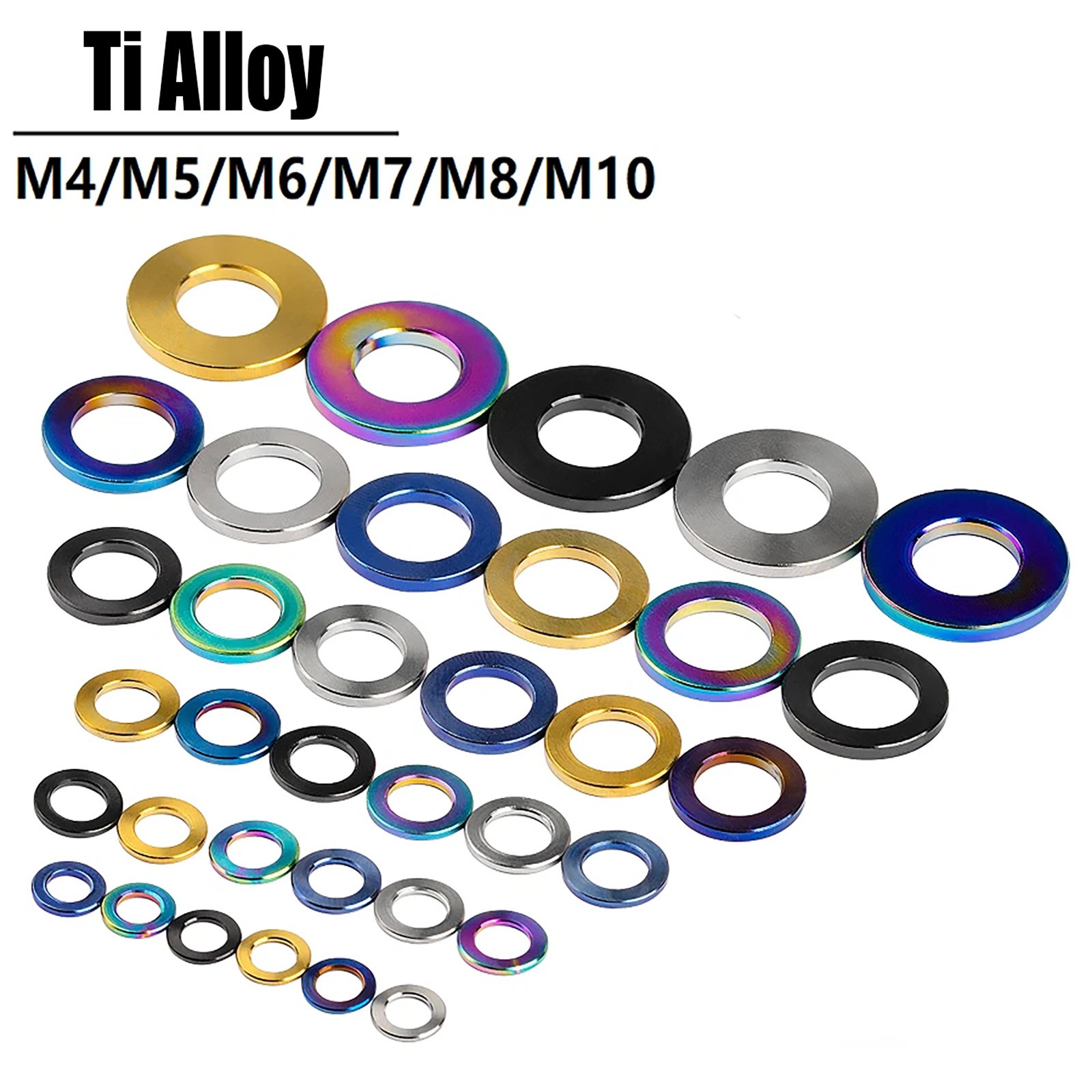 Titanium Flat Washers Spacers Gasket M4 M5 M6 M7 M8 M10 Motorsport Ti Alloy