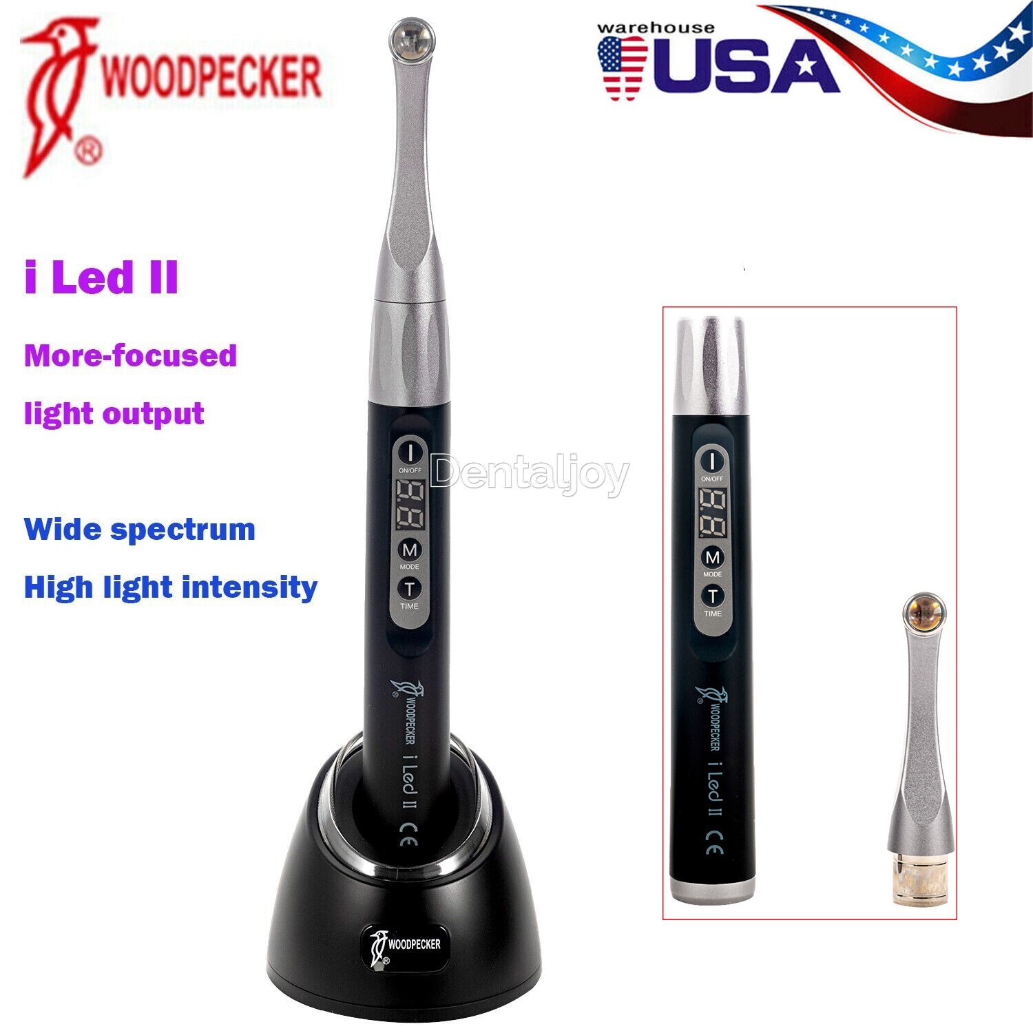 Woodpecker Dental i LED II Curing Light 1 Sec Curing 3 Modes Intensity 3000mw