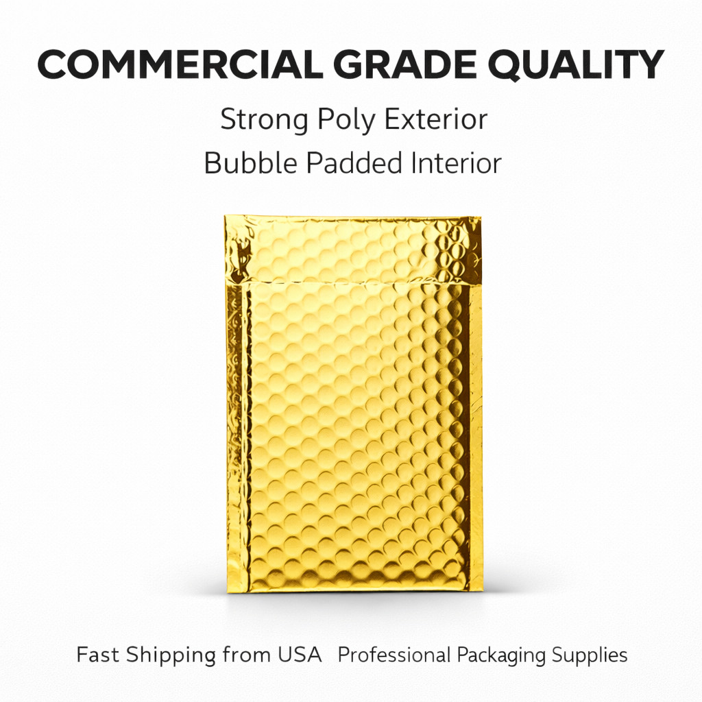 Metallic Gold Poly Bubble Mailers Padded Shipping Envelopes Self Seal All Sizes