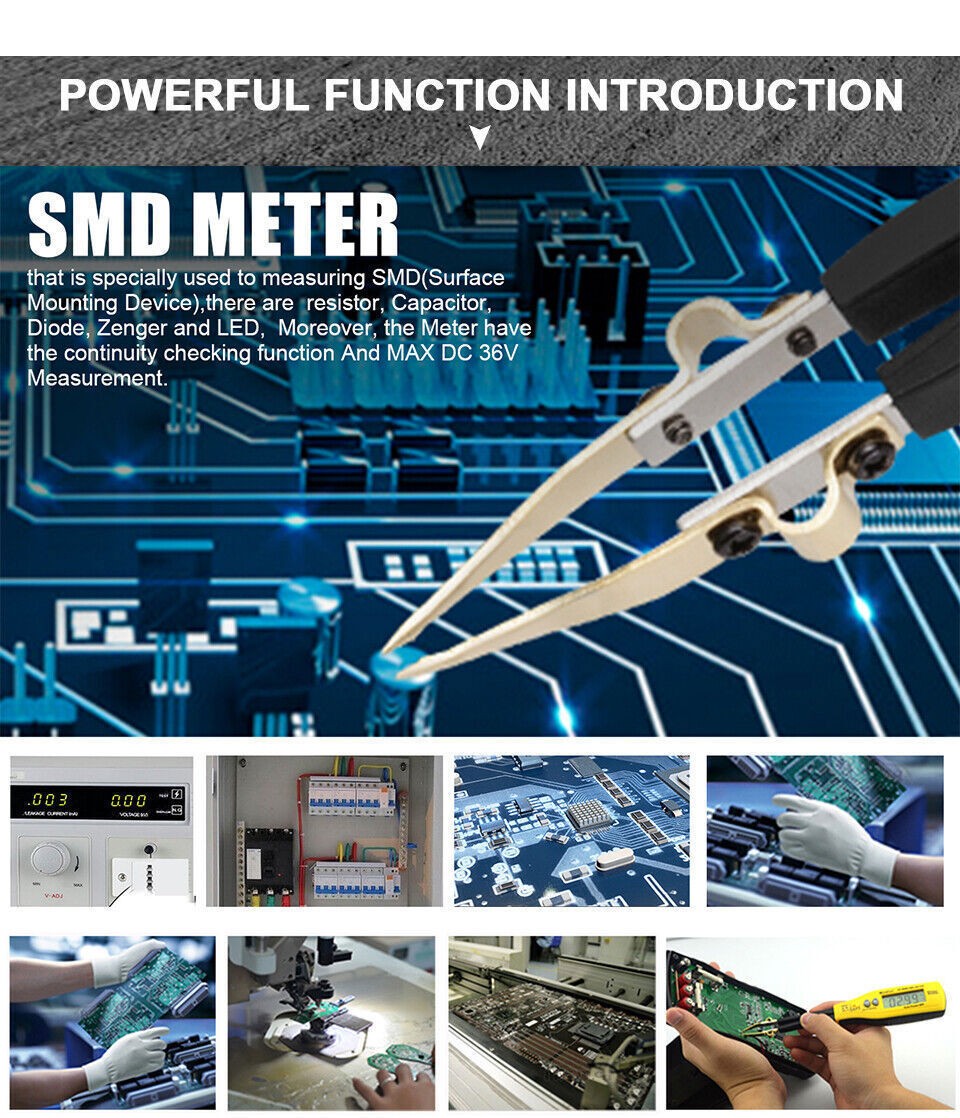SMD Component Tester Meter – Resistance Capacitance Diode Zener LED Continuity