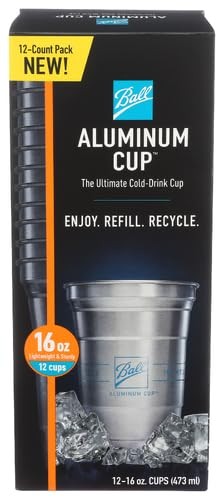 Aluminum Cup, The Ultimate 100% Recyclable Cold-Drink Cup, 16 oz (12-Count Pack)