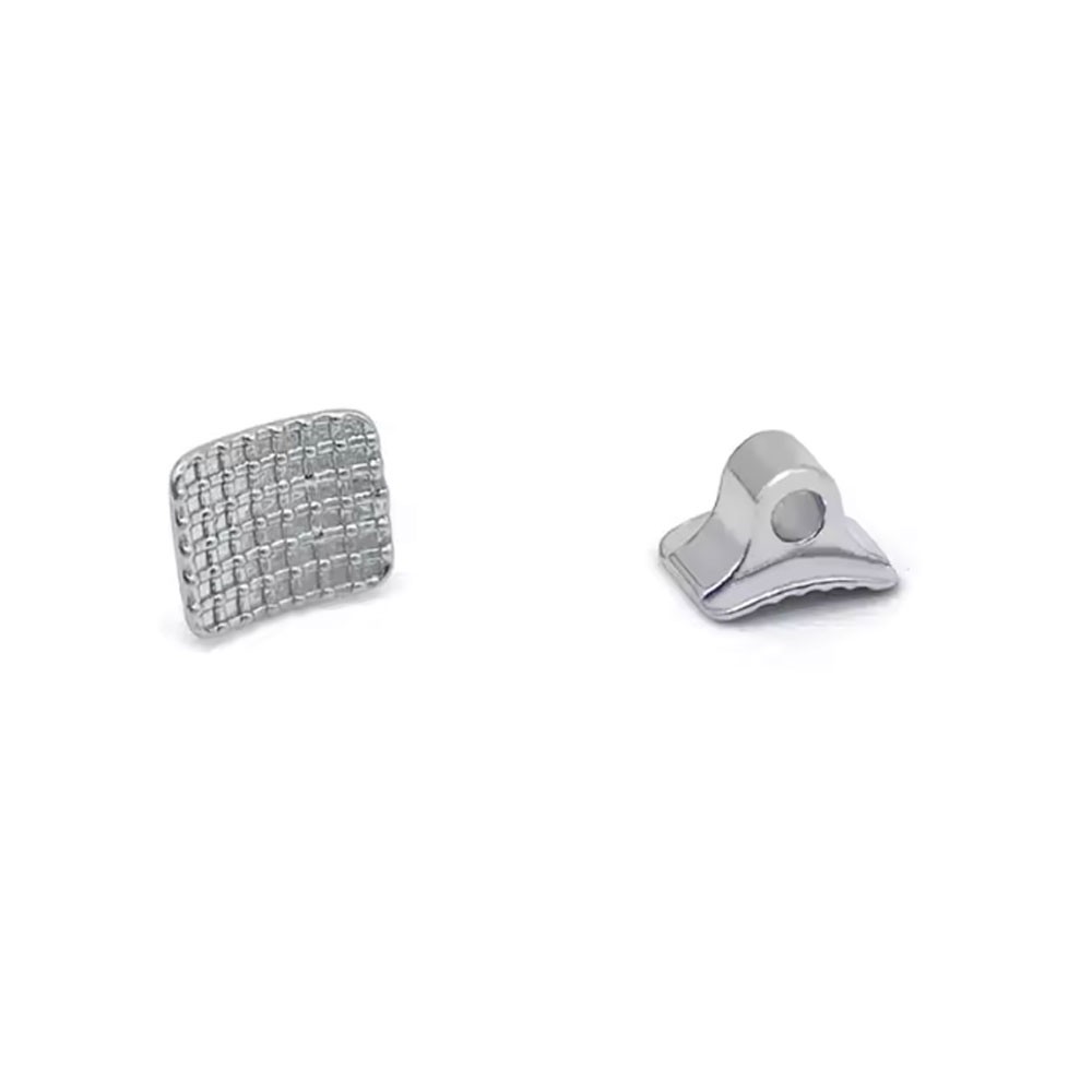 10Pcs Dental Orthodontic Lingual Buttons Metal Bondable Button Tubes Square Base